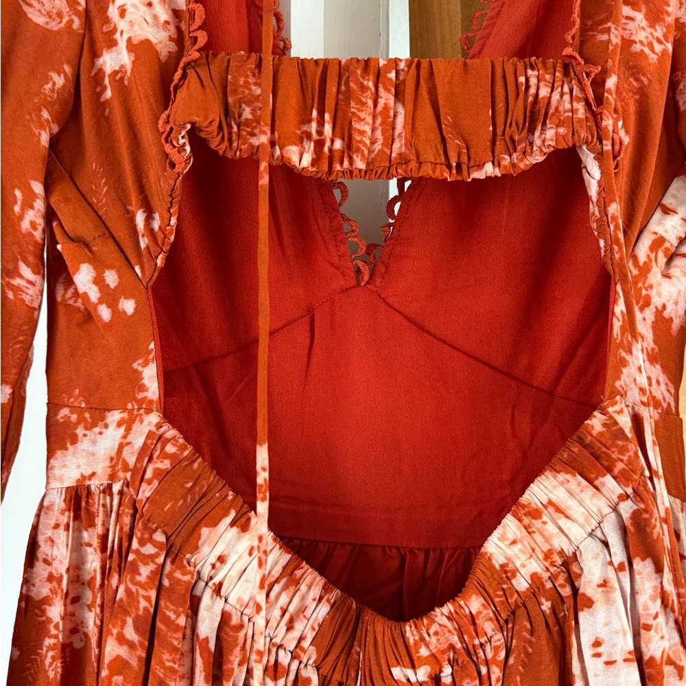 Striking Impression Orange Floral Print Tiered Midi Dress - Picture 8 of 9